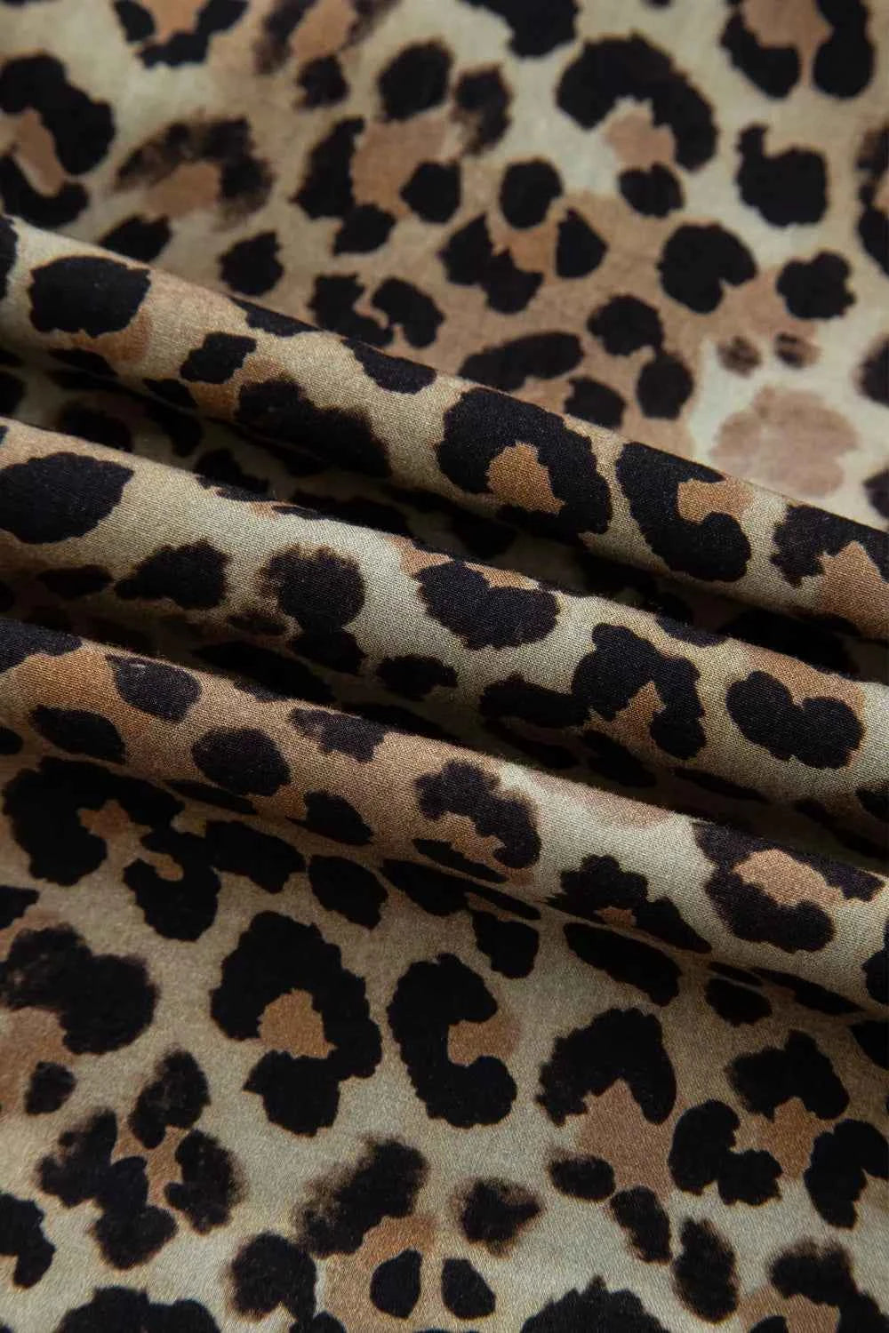 Sarah Express Women's Leopard Print Shirt with Striped Trim - V-Neck Button Down Blouse