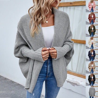 Sarah Express Women's Oversized Knit Cardigan - Batwing Sleeve Open Front Sweater Jacket