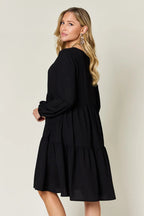 Sarah Express Women’s Plus Size V-Neck Balloon Sleeve Tiered Dress
