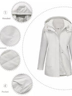 Sarah Express Women's Hooded Mid-Length Windproof Outerwear Plus Size