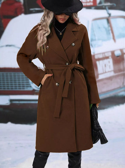 Sarah Express Women's Double-Breasted Lapel Collar Overcoat