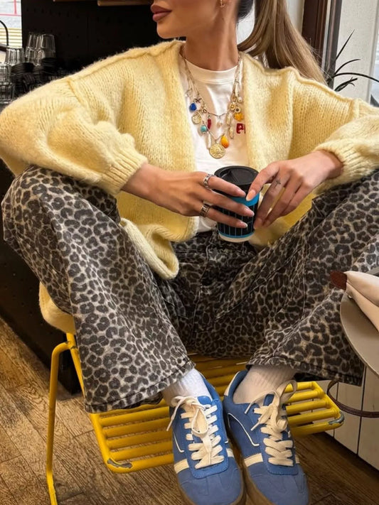 Sarah Express Women's Open Front Dropped Shoulder Cardigan Pastel Yellow