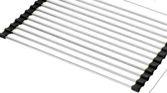 Sarah Express Folding Kitchen Sink Rack - Stainless Steel Dish Drainer Organizer Black 18 L