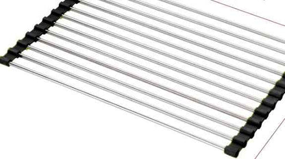 Sarah Express Folding Kitchen Sink Rack - Stainless Steel Dish Drainer Organizer Black 18 L