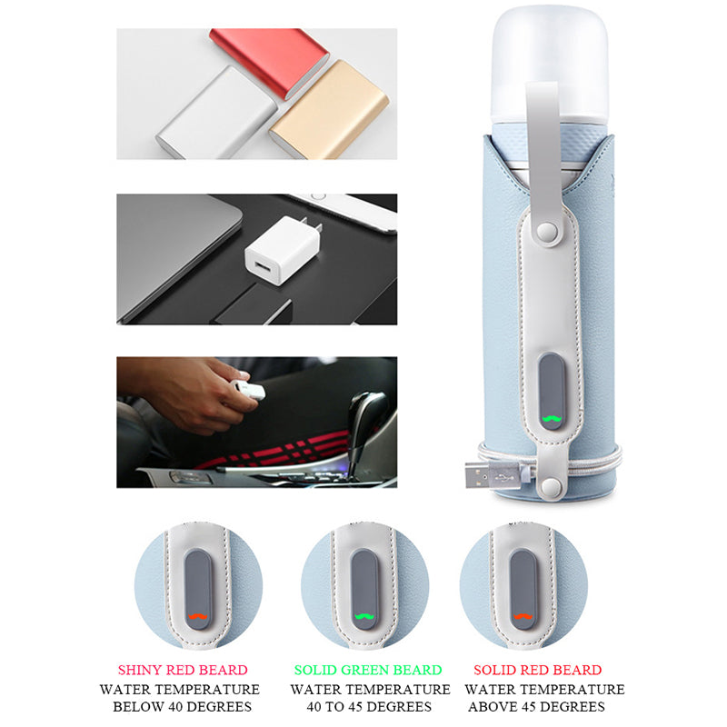 Sarah Express Thermostatic Baby Bottle USB Heated Glass 240ML Anti-Colic Wide Caliber