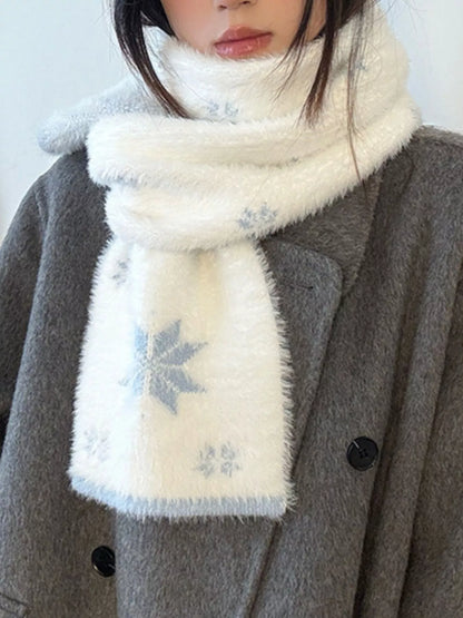 Sarah Express Women's Fluffy Snowflake Pattern Winter Scarf