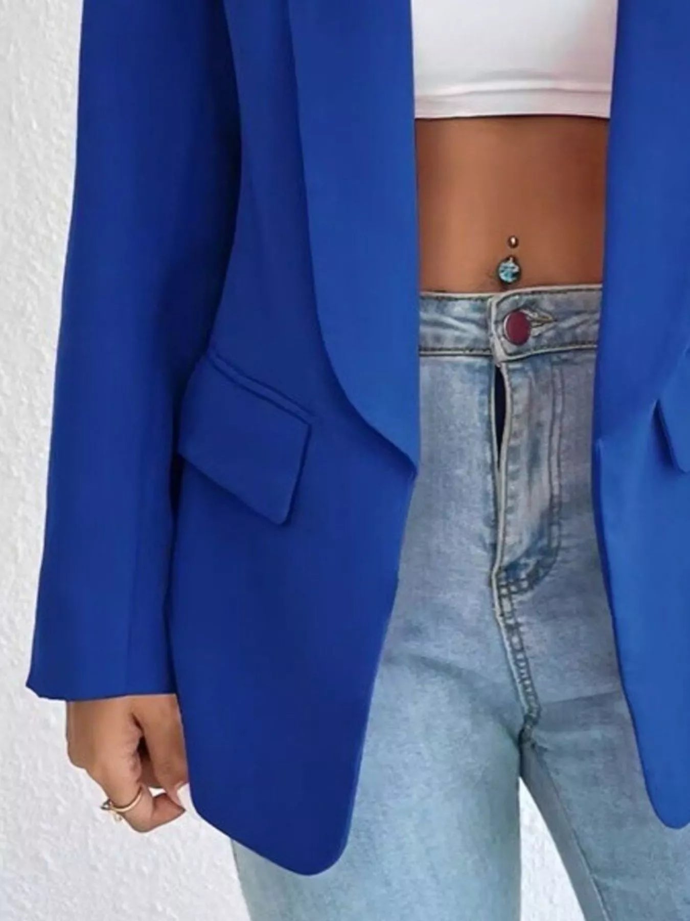 Sarah Express Women's Open Front Casual Blazer Plus Size Long Sleeve Professional Outerwear