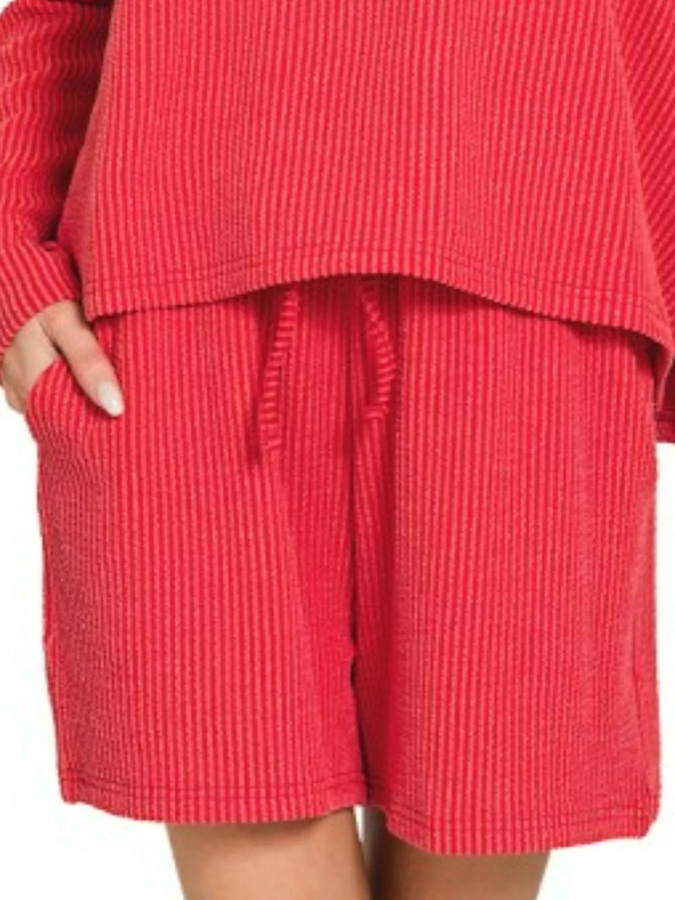 Corded Rib Long Sleeve Tee and Shorts Set