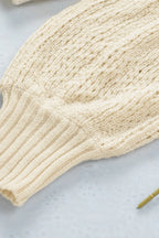 Sarah Express Women's Openwork Boat Neck Raglan Sleeve Knit Top