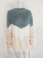 Sarah Express Tricolor Patchwork Knit Sweater Color Block Acrylic
