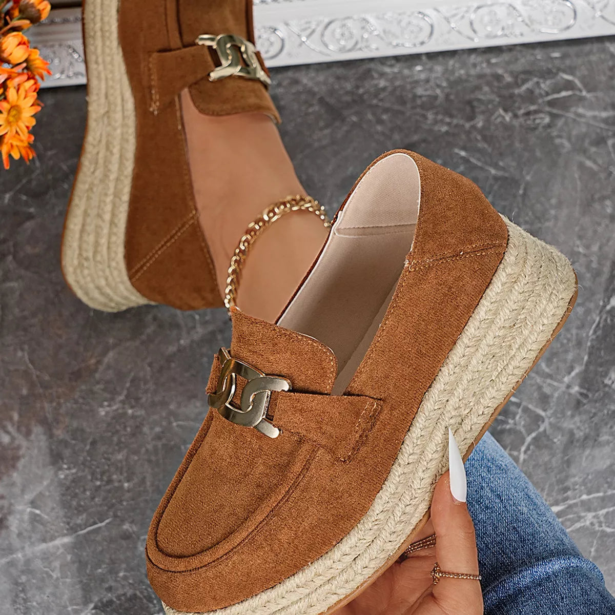 Sarah Express Women's Round Toe Platform Slip-On Shoes