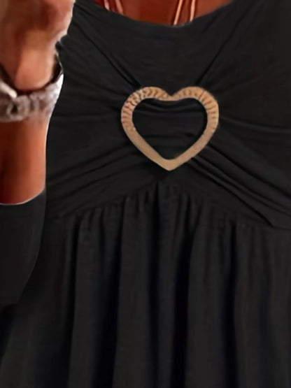 Sarah Express Plus Size Heart Buckle Ruffle Layered Blouse - Women's Elegant Statement Top