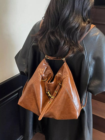 Sarah Express Women's Vintage Leather Crossbody Bag - Large PU Leather Shoulder Bag