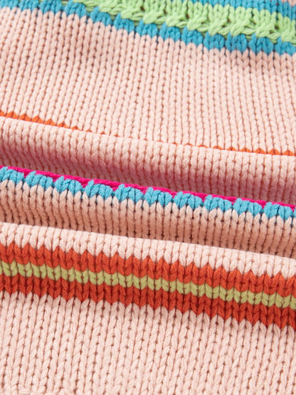 Sarah Express Women's Open Front Striped Pattern Knit Oversize Cardigan