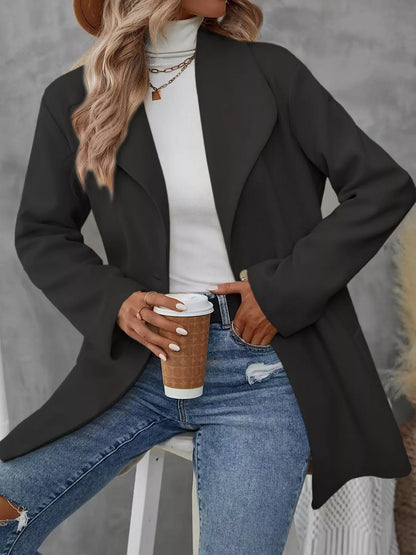 Sarah Express Women's Lapel Collar Single-Button Overcoat