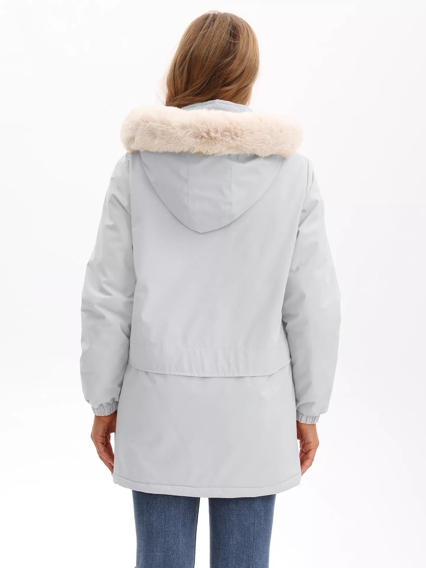 Trendsi Full Size Fur Hooded Warm Winter Parka Outerwear Plus Size