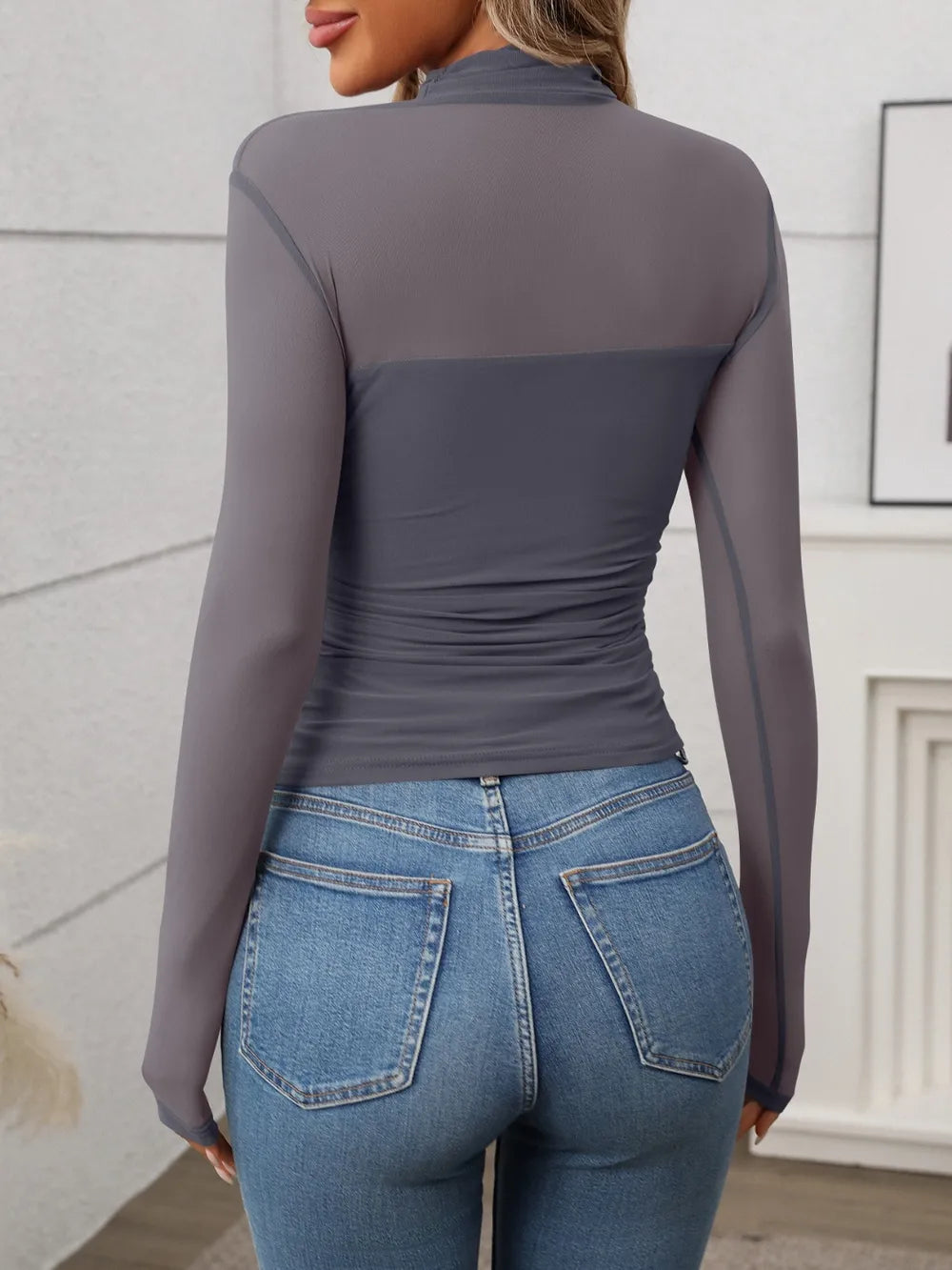 Sarah Express Women's Mock Neck Long Sleeve Top