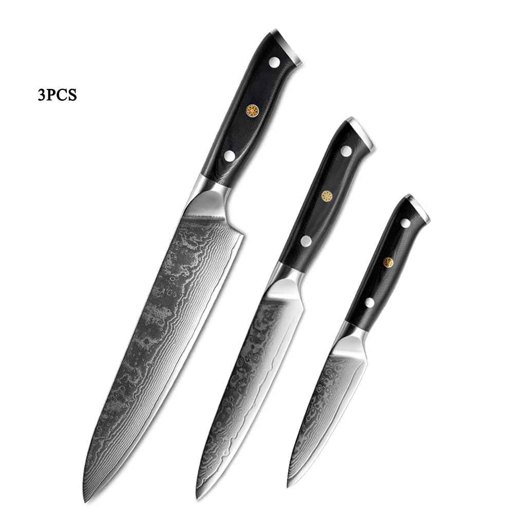 Sarah Express Japanese Damascus Steel Kitchen Knife - 67 Layer Professional Chef Knife Three piece set