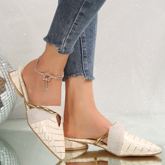 Sarah Express Womens Pointed-Toe Low-Heel Slippers For Outdoors Sexy Chic