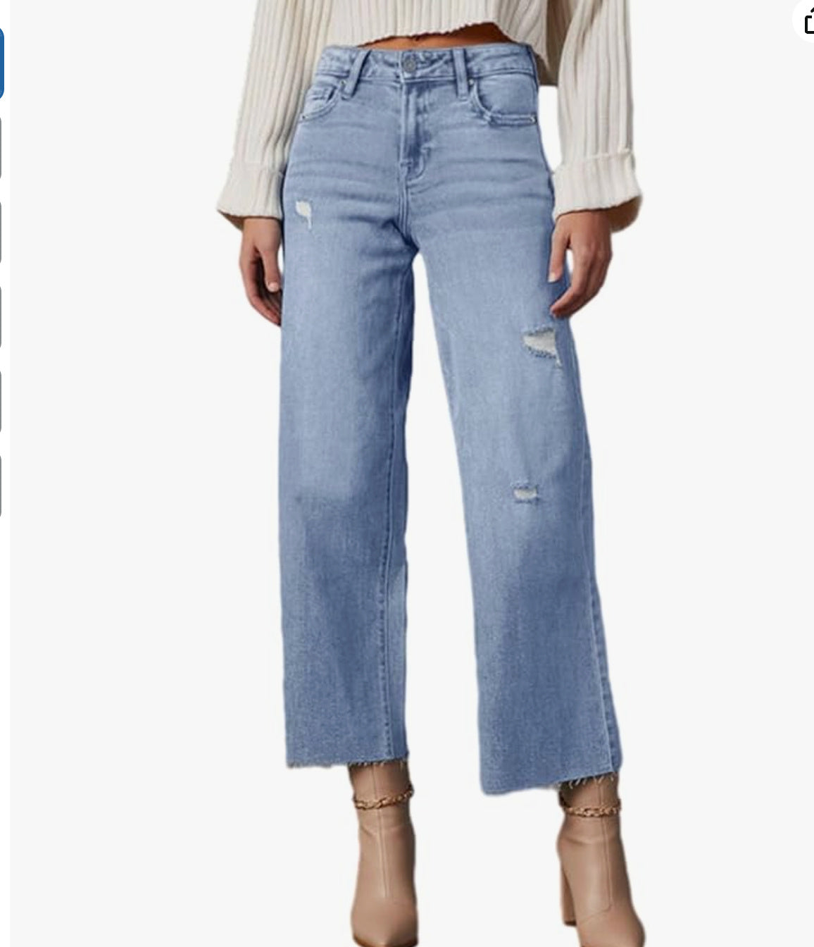 Sarah Express High Waisted Loose Fit Jeans Relaxed Stretch Denim