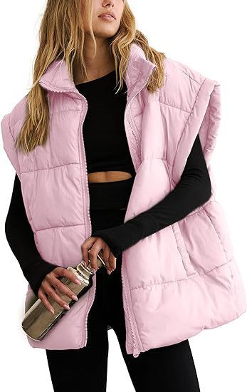 Sarah Express Cotton Padded Puffer Vest Stand Collar Zipper Pockets Sleeveless