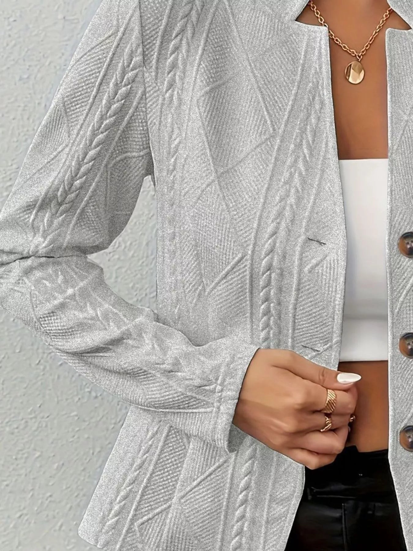 Sarah Express Women's Textured Knit Button-Front Blazer