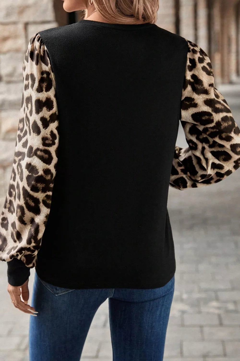 Sarah Express Women's Leopard Print Long Sleeve Blouse - Animal Print Top