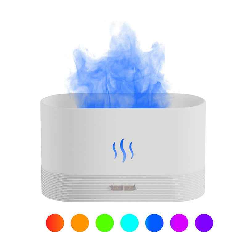 Sarah Express Flame Effect Aroma Diffuser Humidifier with LED Light - Ultrasonic Essential Oil Diffuser for Home Office Spa Yoga 7Colors white USB plug in version