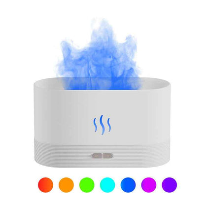 Sarah Express Flame Effect Aroma Diffuser Humidifier with LED Light - Ultrasonic Essential Oil Diffuser for Home Office Spa Yoga 7Colors white USB plug in version