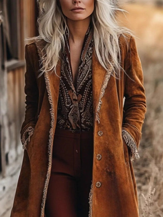 Sarah Express Women's Fringe Trim Longline Outerwear