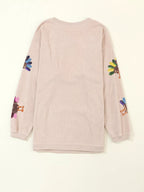 Sarah Express Women's Turkey Graphic Corded Baggy Sweatshirt Plus Size