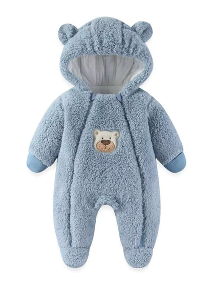 Sarah Express Women's Bunny Hooded Fleece One-Piece Pajamas - Cozy Loungewear Light Blue