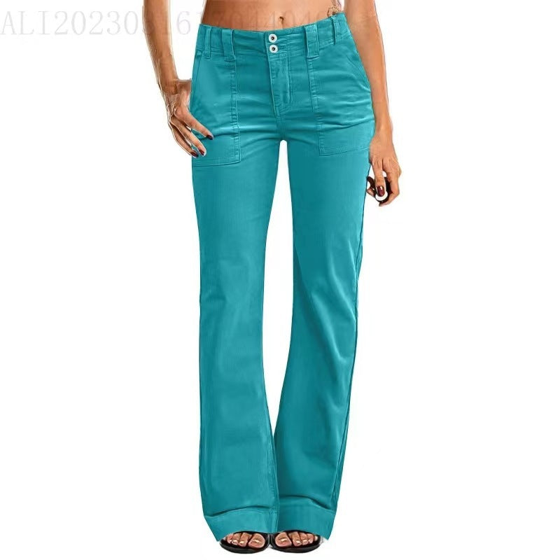 Sarah Express Lightweight Bootcut Athletic Pants Zipper Pocket Workout Leggings