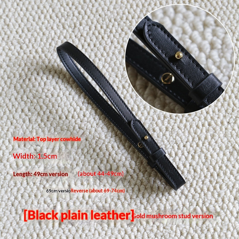 Sarah Express Genuine Leather Bag Strap Replacement – Adjustable Spaghetti Shoulder Strap with Gold & Silver Stud Detail Black plain weave with golden