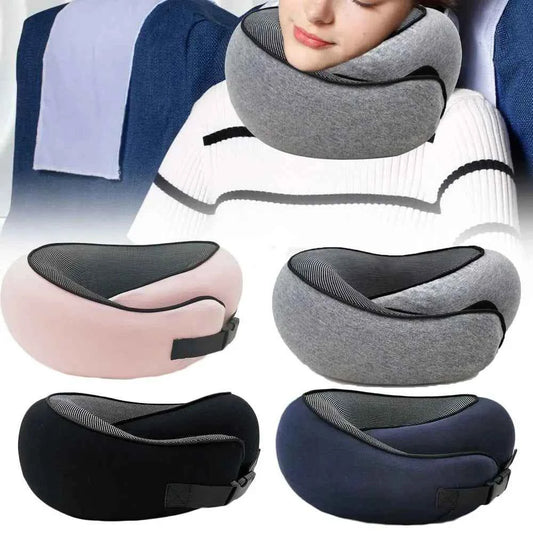 Sarah Express Premium Memory Foam Travel Neck Pillow - Adjustable U-Shape Support for Airplane, Car & Office