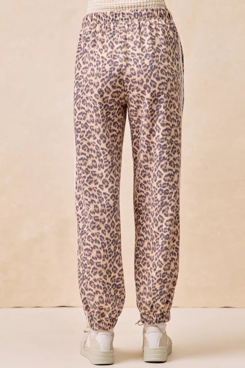 Sarah Express Women's Side Lines Leopard Track Pants