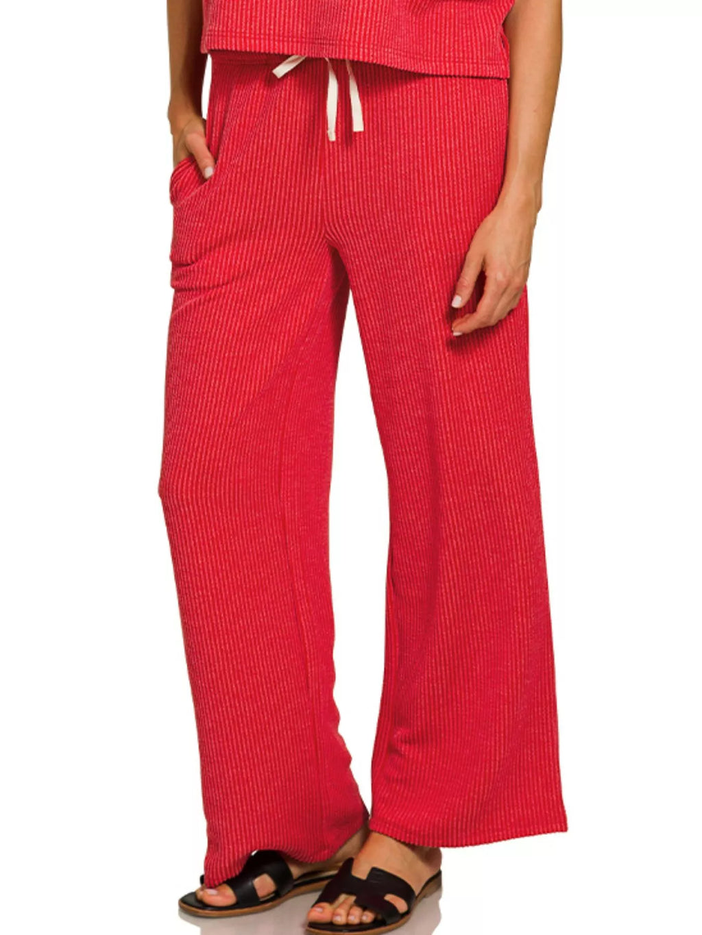 Sarah Express Women’s Raised Rib T-Shirt and Pants Lounge Set Casual