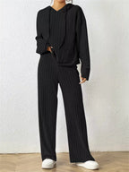 Trendsi Women's Ribbed Drawstring Hoodie and Pants Set