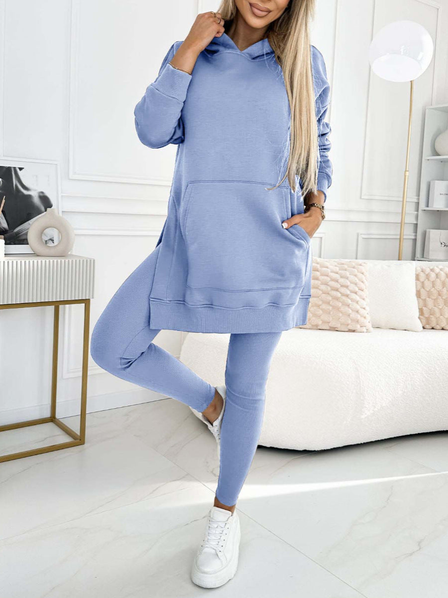 Sarah Express Women's Hooded Sweatshirt and Thickened Leggings Two-Piece Athleisure Set
