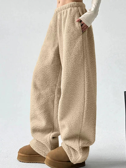 Sarah Express Women's Wide Leg Pants with Pockets - Plus Size High Waist Palazzo Trousers