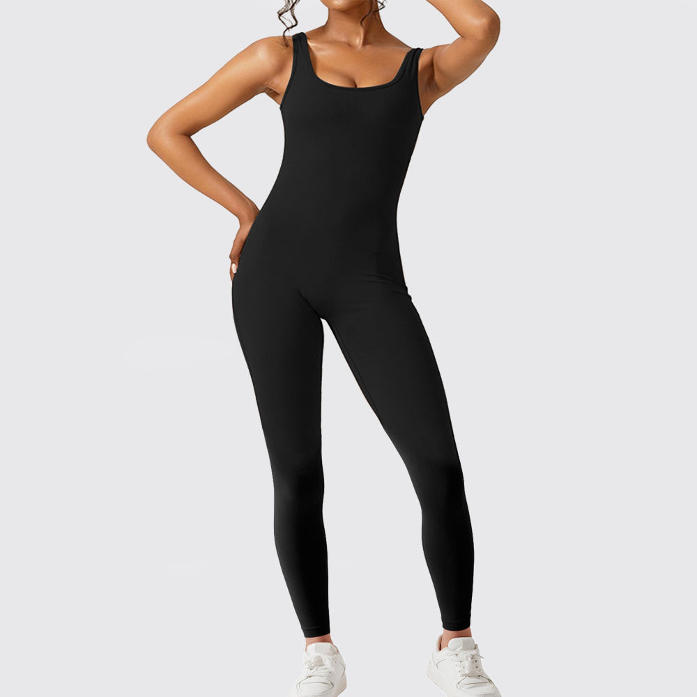 Sleeveless Flare Leg Yoga Jumpsuit Women's Athletic Fitness
