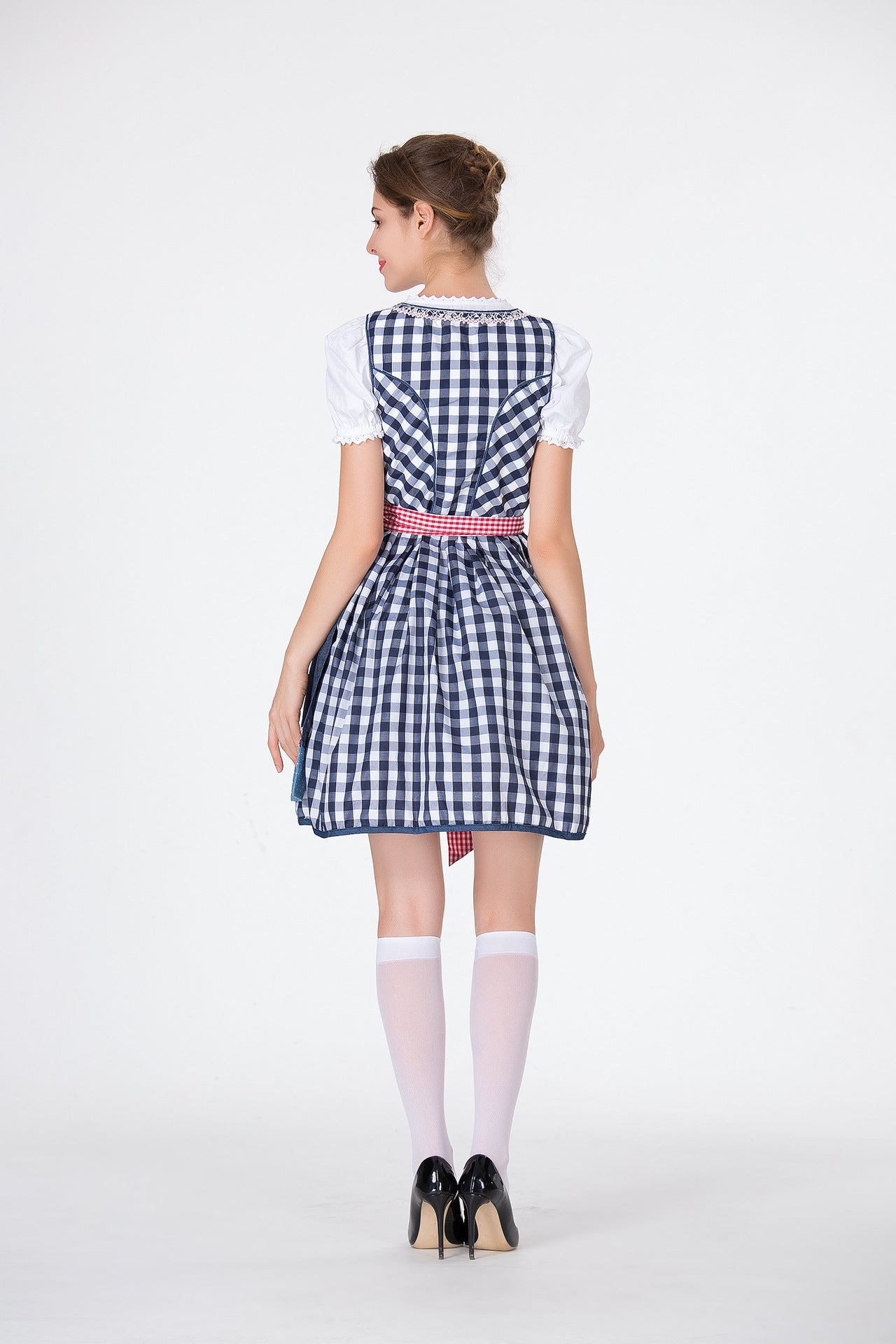 Sarah Express Women's Bavarian Dirndl Beer Dress 3-Piece Oktoberfest Costume with Top Skirt Apron