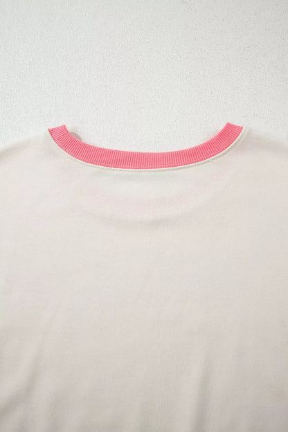 Sarah Express Women's Color Block Striped Patchwork Dolman Slit Sweatshirt