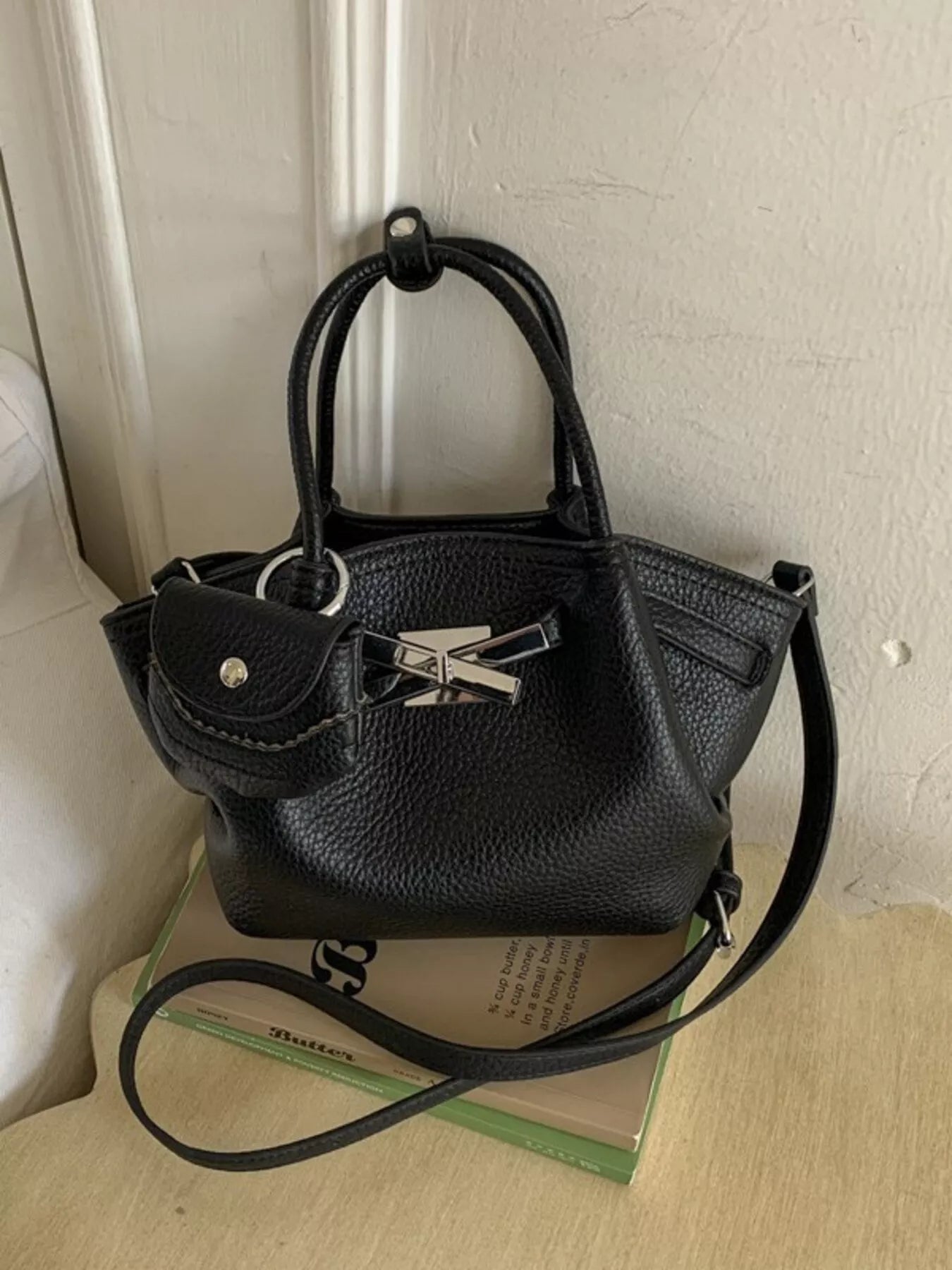 Sarah Express Women's Mini Top Handle Crossbody Bag - Premium PU Leather Handbag Black ONESIZE