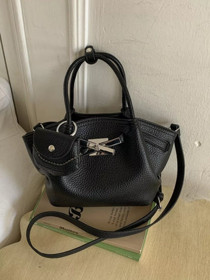 Sarah Express Women's Mini Top Handle Crossbody Bag - Premium PU Leather Handbag Black ONESIZE