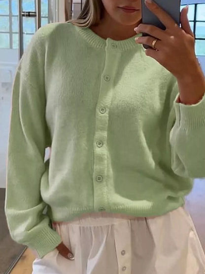 Sarah Express Women's Button-Down Knit Cardigan Light Green