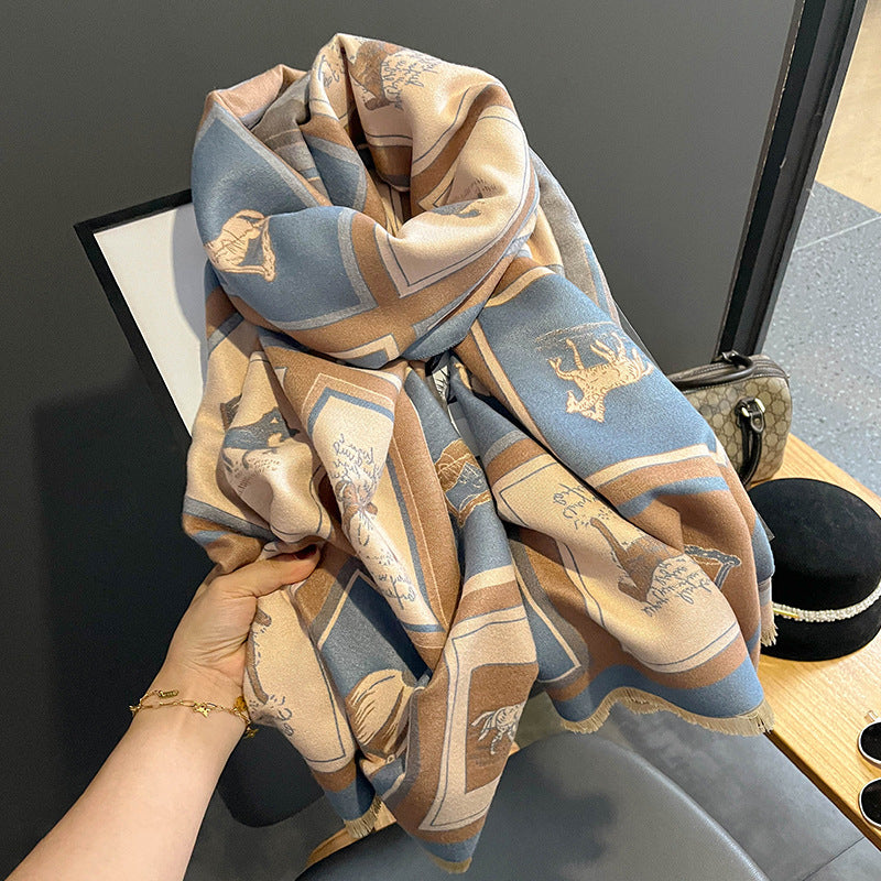 Sarah Express Tie-Dye Imitation Cashmere Scarf Shawl Oversized Wrap