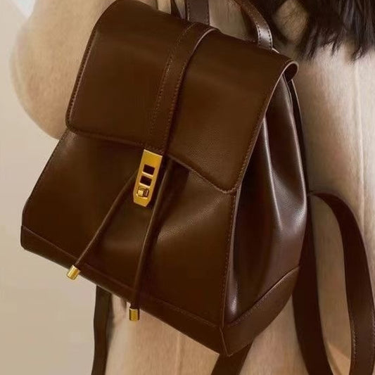 Women's Large Capacity PU Leather Backpack & Shoulder Bag – Everyday Carry | Brown & Black