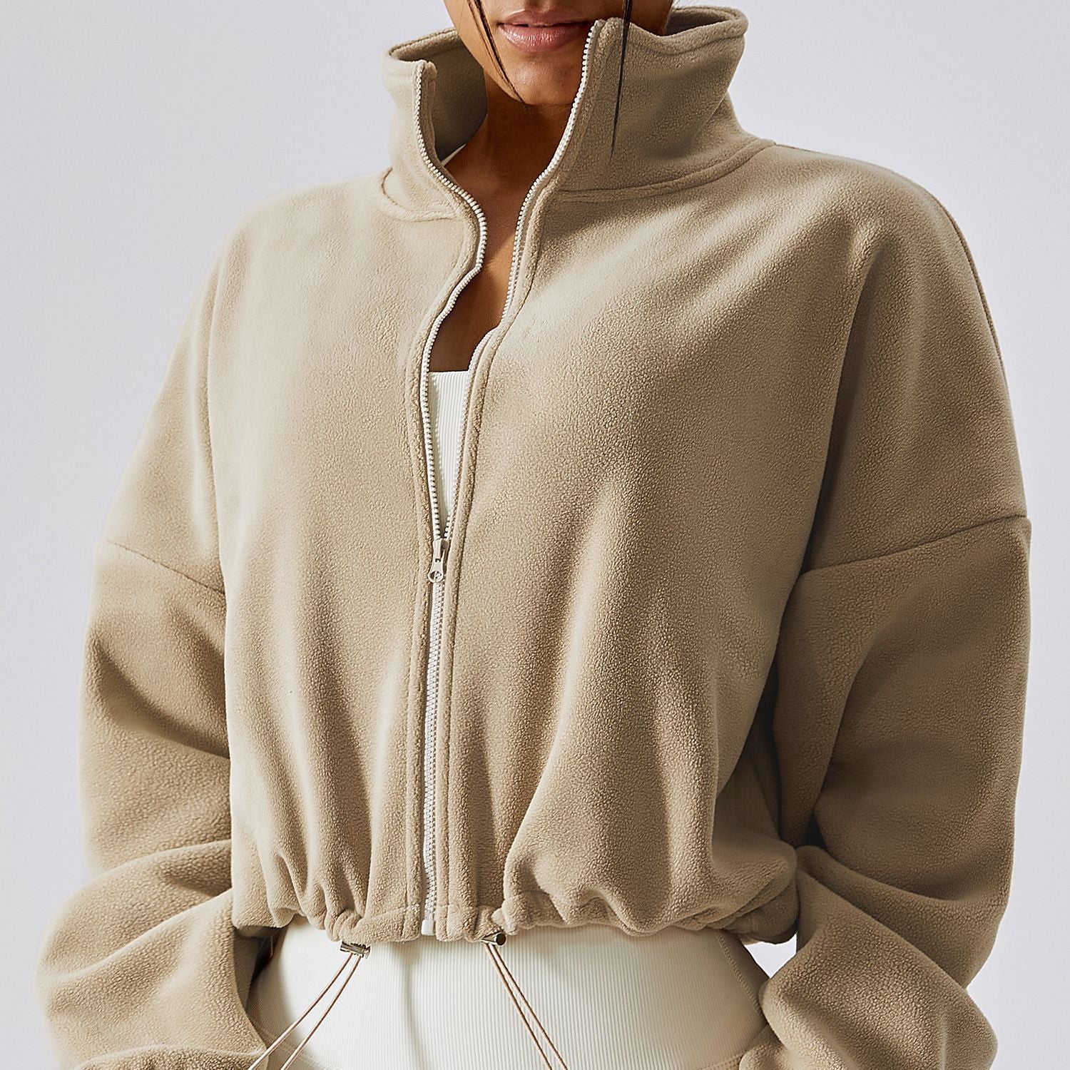 Sarah Express Women's Cashmere Sports Coat Stand Collar Loose Fit Autumn Jacket