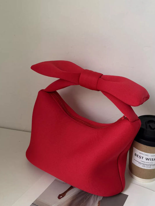 Sarah Express Women's Solid Color Bow Handbag Red ONESIZE